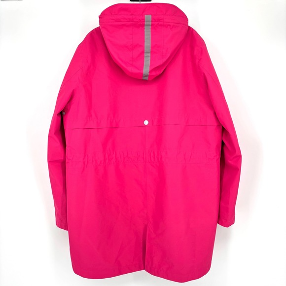 Nuage AtmoDry Hooded Rain Jacket Sz XL Pink Waterproof Long Breathable Bright - Picture 5 of 15